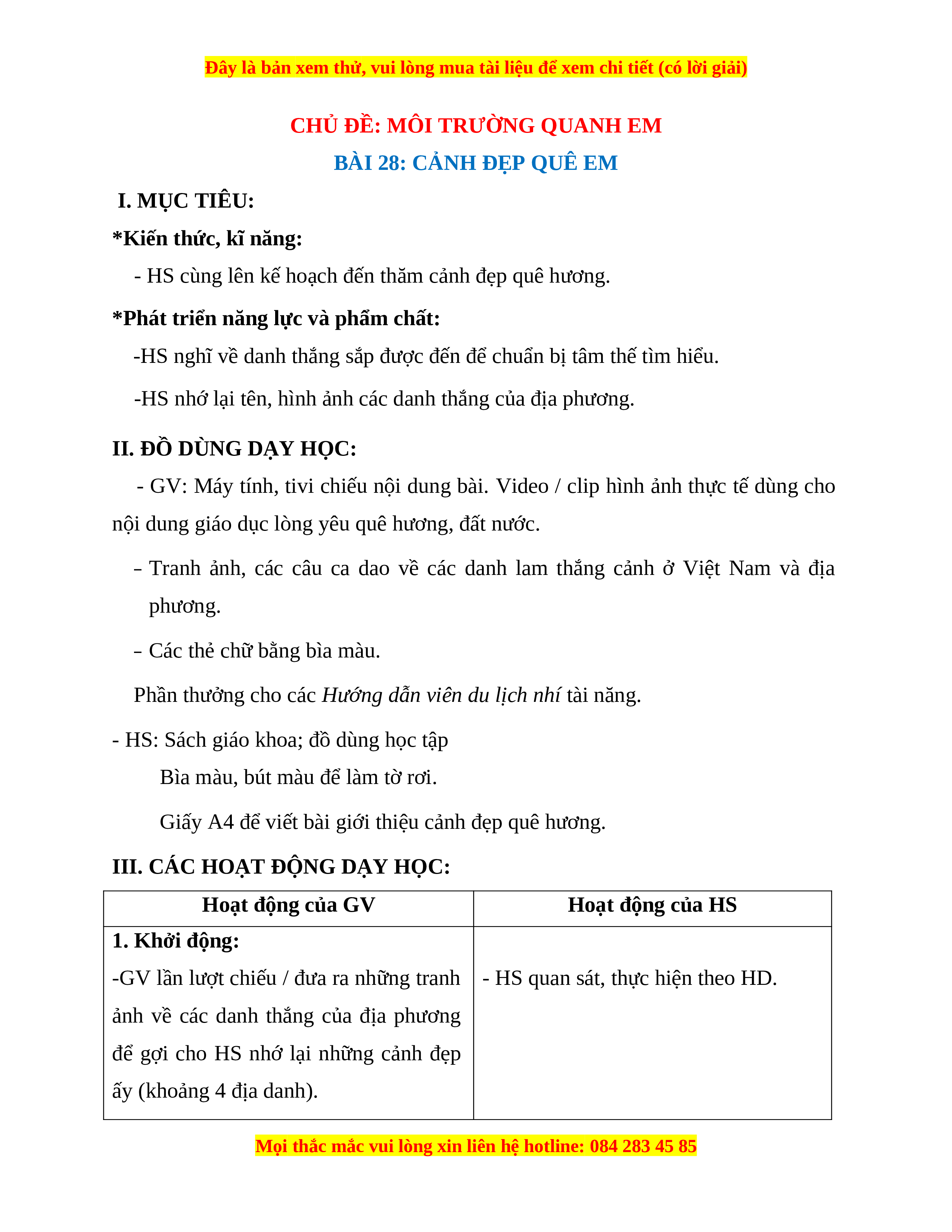 Giáo án Cảnh đẹp quê em Hoạt động trải nghiệm 2 Kết nối tri thức